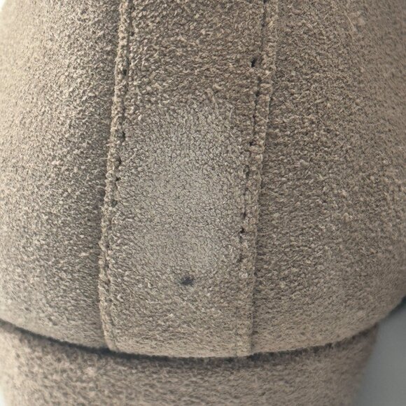 Taupe Suede Faux Leather Strap Wedge Boots Size 7 Franco Sarto - Picture 4 of 11